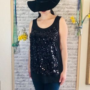 Charcoal with black sequins Alfani tank top.